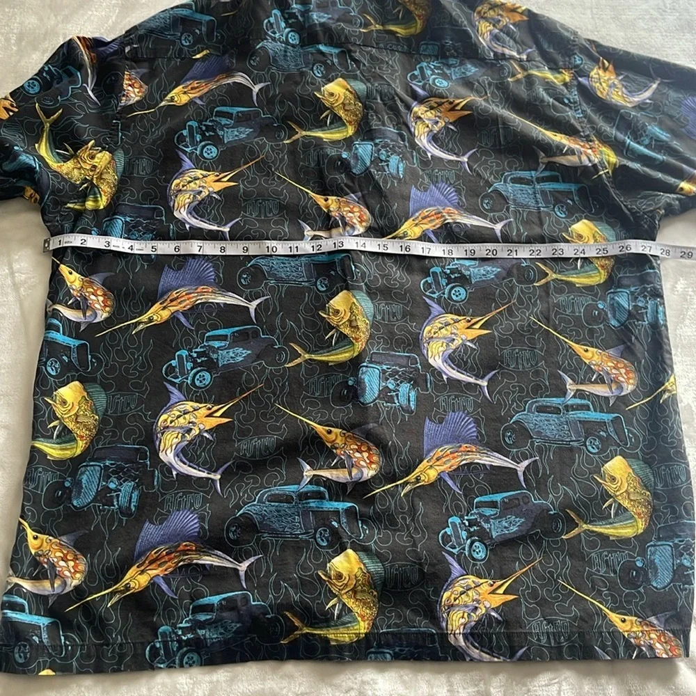 Vintage Bluewater AFTCO Sword Fish Hot Rod Hawaiian Short Sleeve Shirt 2XL - Picture 5 of 8